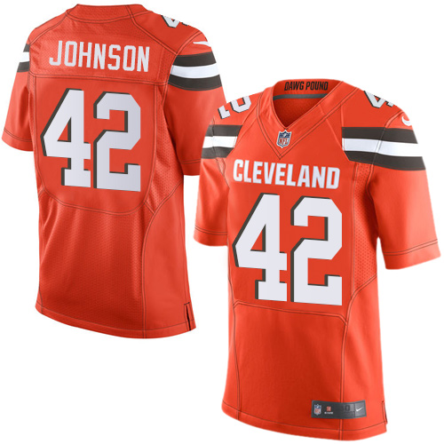 Men's Limited Malcolm Johnson Nike Jersey Orange Alternate - #42 NFL Cleveland Browns